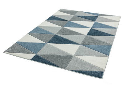 Kite Blue Modern Geometric Machine Made Jute Backing Rug for Living Room Bedroom and Dining Room-160cm X 230cm - 3