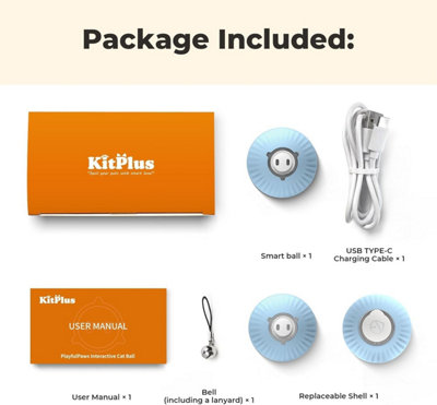 KITPLUS App Interactive Cat Ball Toy, Cat Toys for Indoor Cats, Unique Lighted Cat Toy, USB Rechargeable, 3 Interaction Modes