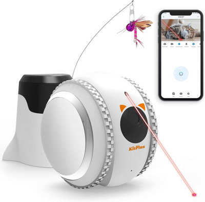 KITPLUS Pet interactive bestie robot with 4K camera, video interaction, 12 pet teasing modes and cat meows, soft lights and teaser