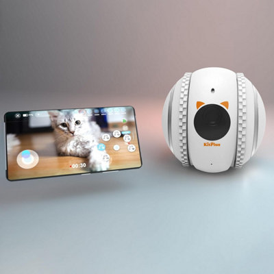 KITPLUS Pet interactive bestie robot with 4K camera, video interaction, 12 pet teasing modes and cat meows, soft lights and teaser