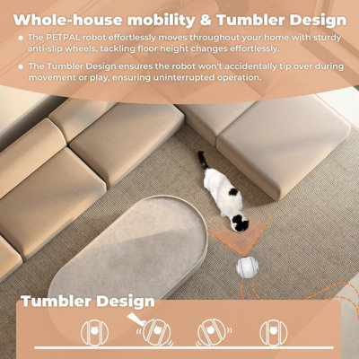 KITPLUS Pet interactive bestie robot with 4K camera, video interaction, 12 pet teasing modes and cat meows, soft lights and teaser