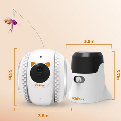 KITPLUS Pet interactive bestie robot with 4K camera, video interaction, 12 pet teasing modes and cat meows, soft lights and teaser