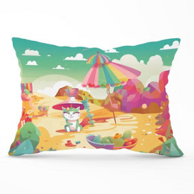 Kitten On A Beach Holiday Cushions 33cm x 48cm