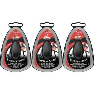 Kiwi Express Shine Shoe Sponge – Instant Black Polish – 7ml Single