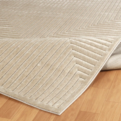 KIYOSHI In- & Outdoor 3D High & Low Pile Textured Beige Area Rug 140 x 200 cm