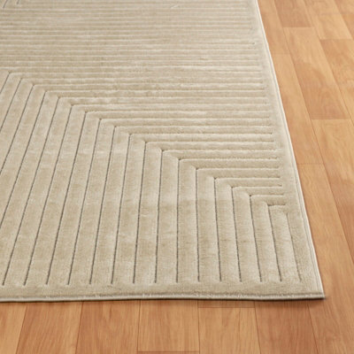 KIYOSHI In- & Outdoor 3D High & Low Pile Textured Beige Area Rug 140 x 200 cm