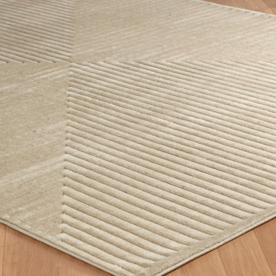 KIYOSHI In- & Outdoor 3D High & Low Pile Textured Beige Area Rug 140 x 200 cm