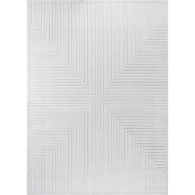 KIYOSHI In- & Outdoor 3D High & Low Pile Textured White Area Rug 200 x 275 cm