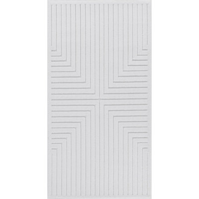 KIYOSHI In- & Outdoor 3D High & Low Pile Textured White Area Rug 80 x 150 cm