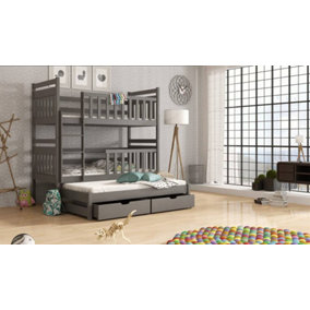 Klara Bunk Bed With Trundle And Storage in Graphite W1980mm x H1710mm x D980mm