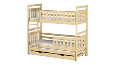 Klara Bunk Bed With Trundle And Storage in Pine W1980mm x H1710mm x D980mm