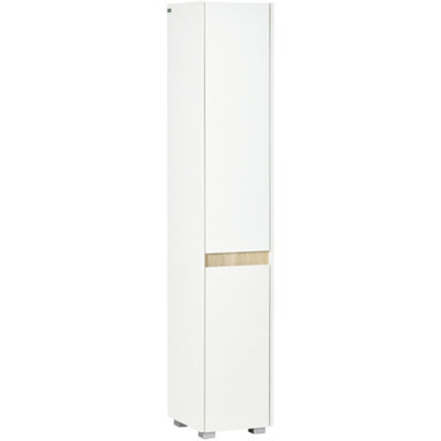 kleankin 5-Tier Modern Tall Bathroom Cabinet with Adjustable Shelves White