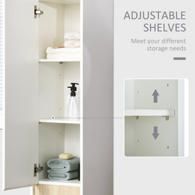 kleankin 5-Tier Modern Tall Bathroom Cabinet with Adjustable Shelves White