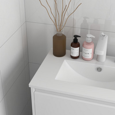 Buy kleankin 600mm Bathroom Vanity Unit w/ 1 Tap Hole Basin Drawers ...