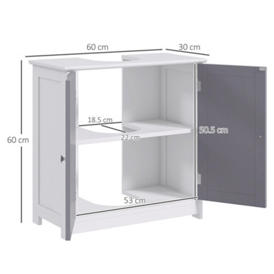 kleankin 60x60cm Under-Sink Storage Cabinet w/ Adjustable Shelf Grey White