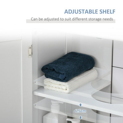 kleankin 60x60cm Under-Sink Storage Cabinet w/ Adjustable Shelf White