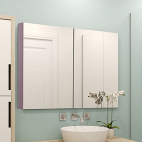 kleankin 63Wx60H cm Double Door Wall-Mount Bathroom Mirrored Cabinet Medicine