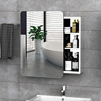 kleankin 66x46cm Curved Bathroom Storage Cabinet Sliding Mirror Door 3 Shelves