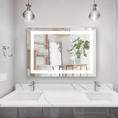80 x 60 cm Anti-fog LED Lighted Mirror Wall Mounted Bathroom