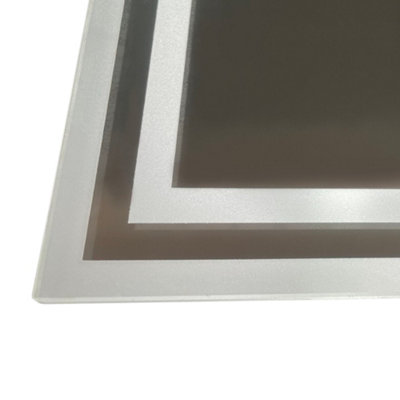 kleankin 90 x 70 cm Dimmable Bathroom Mirror with LED Lights, 3 Colours, Defogging Film