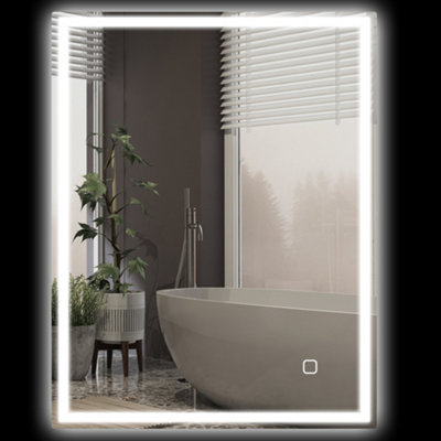 kleankin 90 x 70 cm Illuminated Bathroom Mirror, LED Lights, 3 Colours, Defogging Film