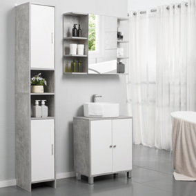 kleankin Bathroom Cabinet Cupboard Shelving Storage Unit w/ Doors & 6 Shelves