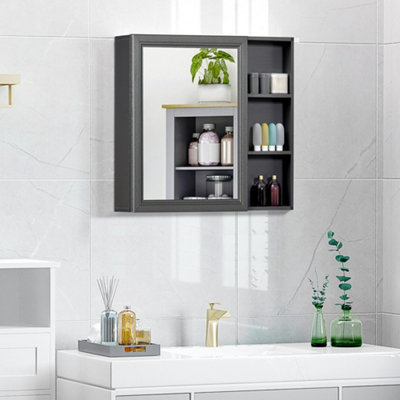 kleankin Wall-Mounted Wooden Storage Bathroom Medicine Cabinet