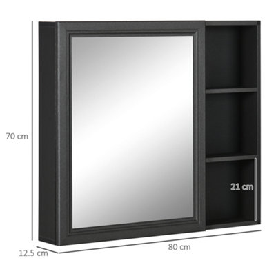 kleankin Bathroom Wall Cabinet Mount Medicine with Mirror Door and Open