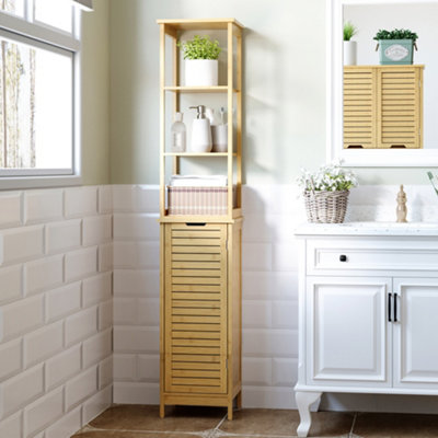 kleankin Bathroom Floor Cabinet Narrow Tallboy w/ 3 Shelves Cupboard Natural Price Comparisons | Compare The Build