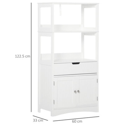 kleankin Bathroom Floor Storage Cabinet Kitchen Sideboard Standing Unit W/ Doors