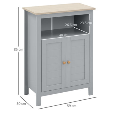 kleankin Bathroom Floor Storage Cabinet Standing Unit W/ Doors Adjustable Shelf