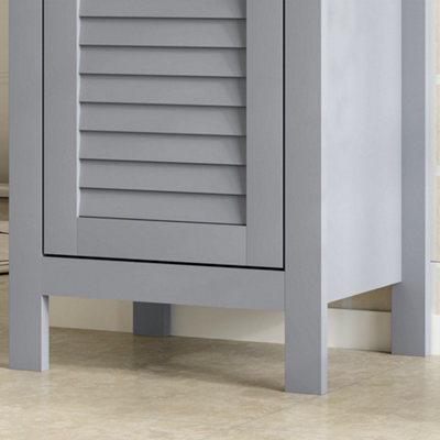 thumbnail image 2 of Kleankin Bathroom Floor Tall Cabinet Storage Unit – Grey, 6 Shelves, Adjustable, Beadboard Door 2 of 6