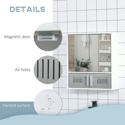 kleankin Bathroom Mirrored Cabinet, 24x22 Steel