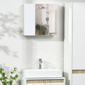 kleankin Bathroom Mirror Cabinet Wall Mounted Cupboard w/ Adjustable Shelf