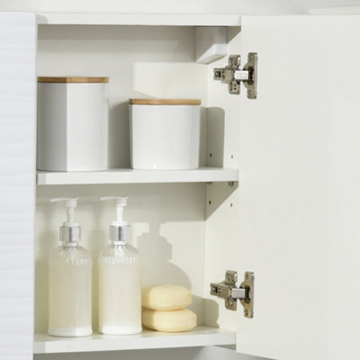 Kleankin Bathroom Wall Mounted Mirror Cabinet – White, Adjustable Shelf, 2 Doors