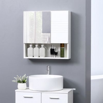 kleankin Pedestal Sink Storage Cabinet, Under Sink Cabinet with Double  Doors, Bathroom Vanity Cabinet with Shelves, White