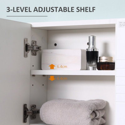 Kleankin Bathroom Mirror Cabinet Wall-Mounted Storage w/ Double Door Adjustable Shelf - White