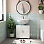 kleankin Bathroom Pedestal Under Sink Cabinet with Adjustable Shelf, White