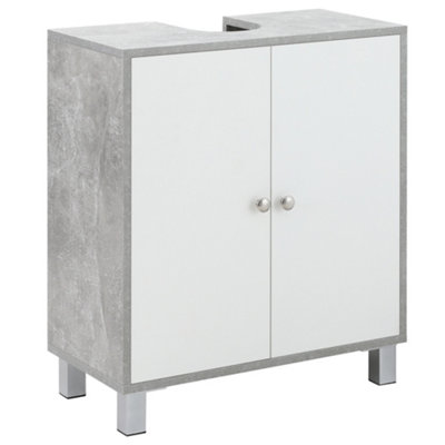kleankin Bathroom Pedestal Under Sink Cabinet with Storage Shelf Double Door