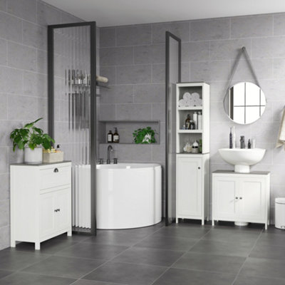 Kleankin Modern Under Sink Cabinet With 2 Doors, Pedestal Under