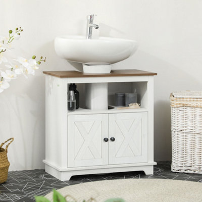 kleankin Bathroom Sink Cabinet Freestanding Under Sink Cabinet White