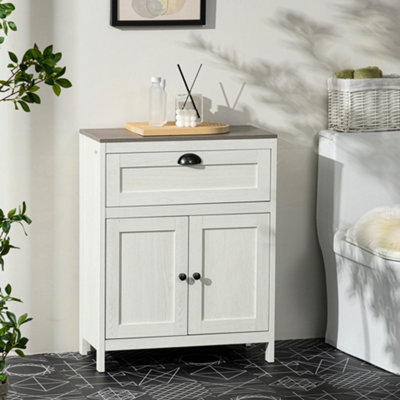 kleankin Bathroom Storage Cabinet Freestanding Storage Cupboard with Drawer