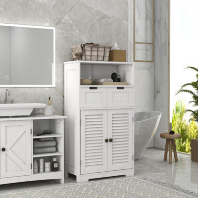 kleankin Bathroom Storage Cabinet, Small Bathroom Cabinet with Louvred ...