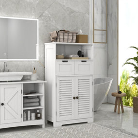kleankin Bathroom Storage Cabinet, Small Bathroom Cabinet with Louvred Doors