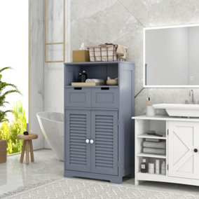 kleankin Bathroom Storage Cabinet, Small Bathroom Cabinet with Louvred Doors