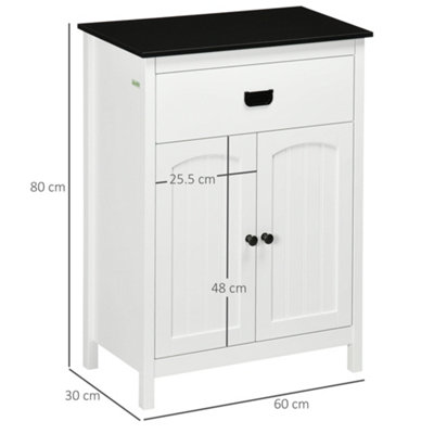 kleankin Bathroom Storage Unit with Drawer Double Door Cabinet Adjustable Shelf