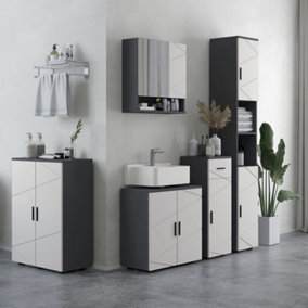kleankin Bathroom Vanity Unit, Under Sink Cabinet with Shelf, Light Grey