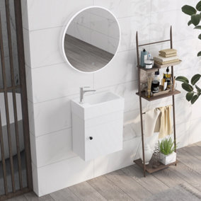 kleankin Bathroom Vanity Unit with Basin, Wall Mounted Wash Stand, White