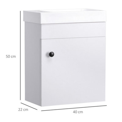 kleankin Bathroom Vanity Unit with Basin, Wall Mounted Wash Stand, White