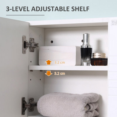 kleankin Bathroom Mirror Cabinet Wall Mounted Storage Cupboard W/ Double Door - Groceries